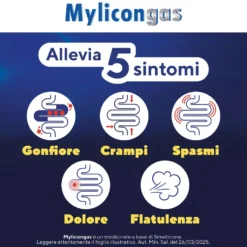 Mylicongas Aerofagia per Flatulenza Meteorismo Gonfiore Addominale, 50 Compresse