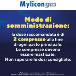Mylicongas Aerofagia per Flatulenza Meteorismo Gonfiore Addominale, 50 Compresse