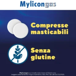 Mylicongas Aerofagia per Flatulenza Meteorismo Gonfiore Addominale, 50 Compresse
