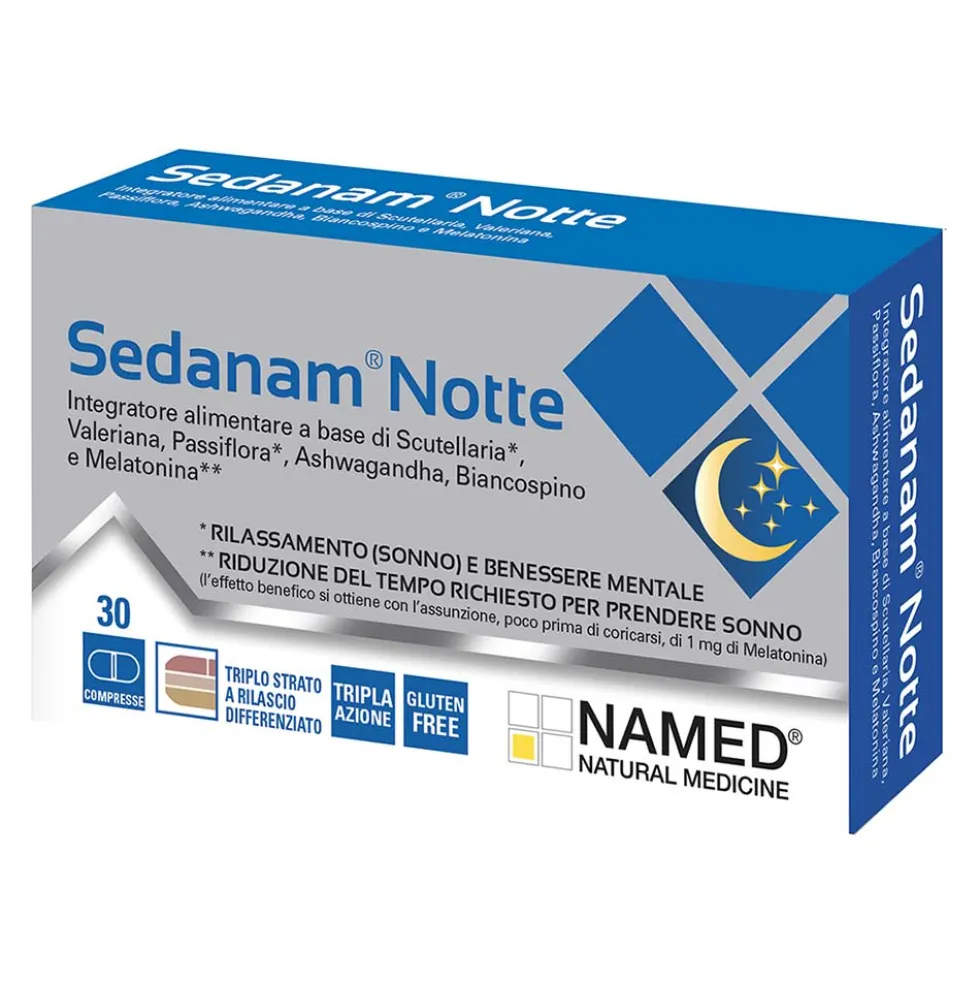 Named Sedanam Notte - Integratore alimentare per il sonno e il rilassamento, 30 compresse