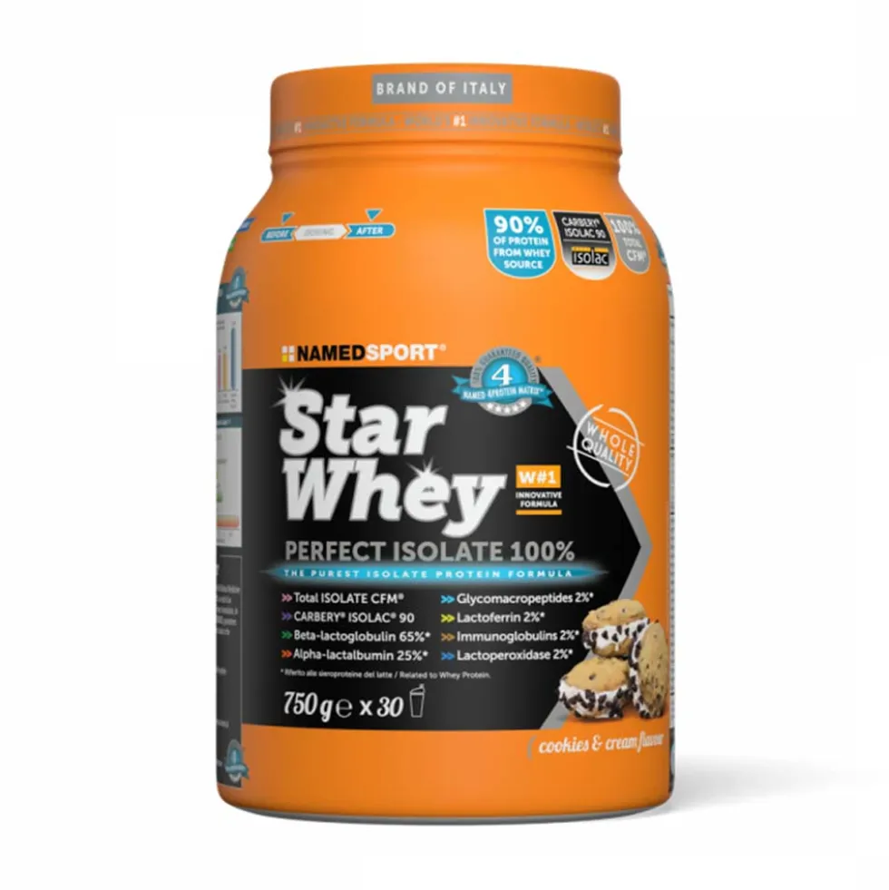 Named Sport Star Whey Perfect Isolate 100% Integratore Gusto Cookies Cream 750g
