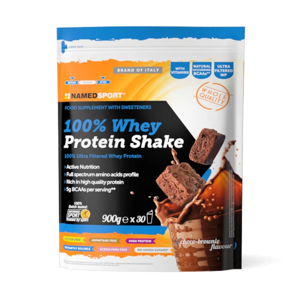 Named Sport 100% Whey Protein - Shake Choco Brownie Proteine, 900g