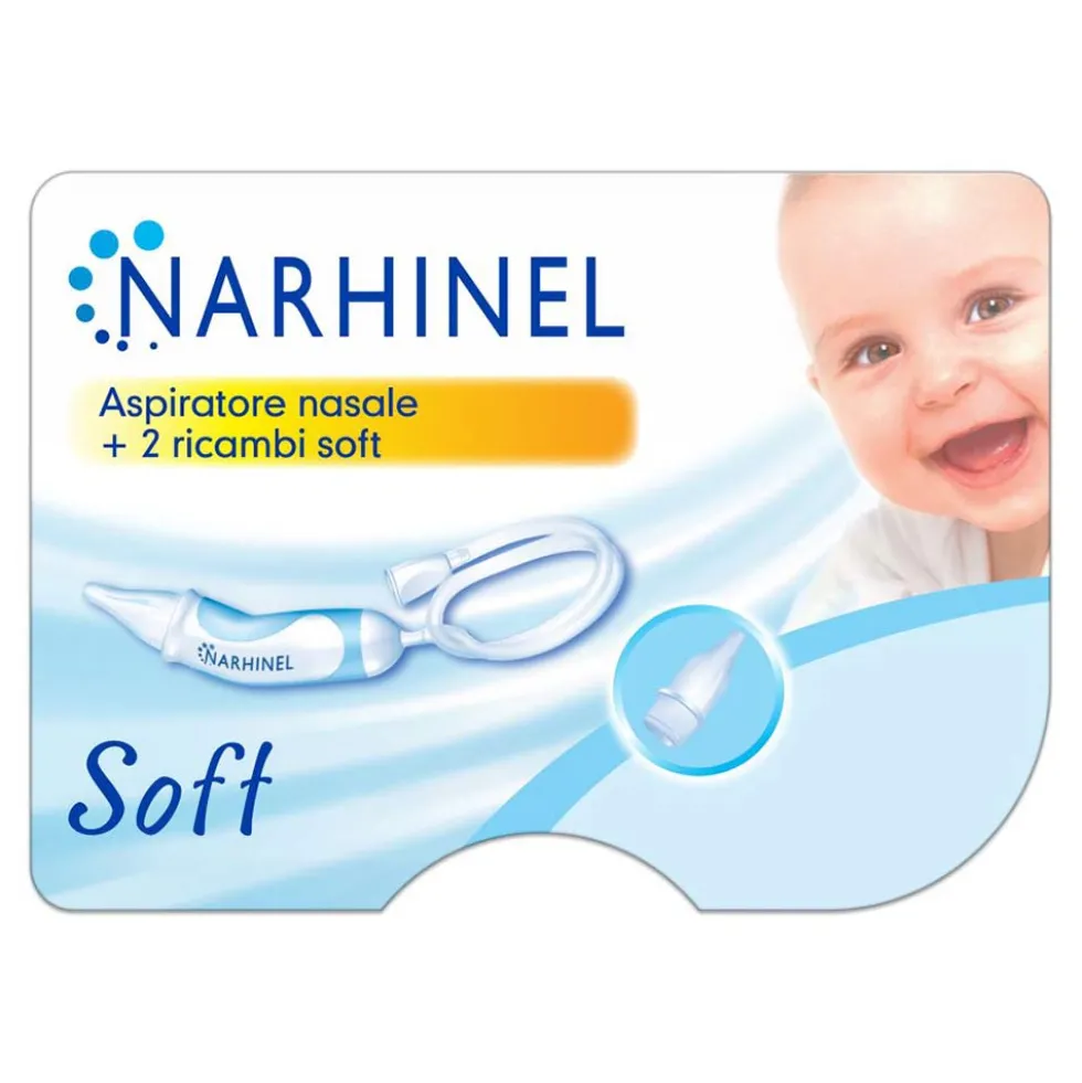Narhinel Aspiratore Nasale Soft - Aspiratore nasale per rimuovere il muco, 1 aspiratore e 2 ricambi