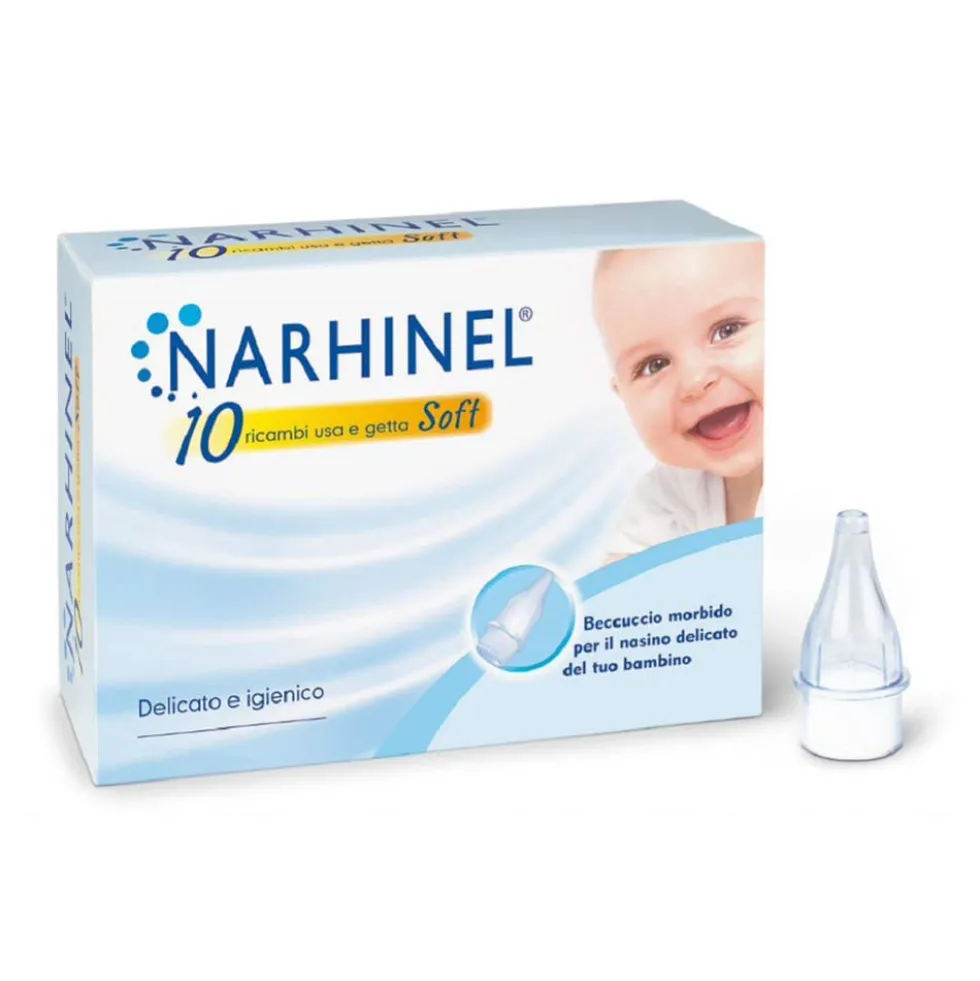 Narhinel Ricambi soft - Beccucci monouso con filtro per la rimozione del muco nei neonati, 10 pezzi