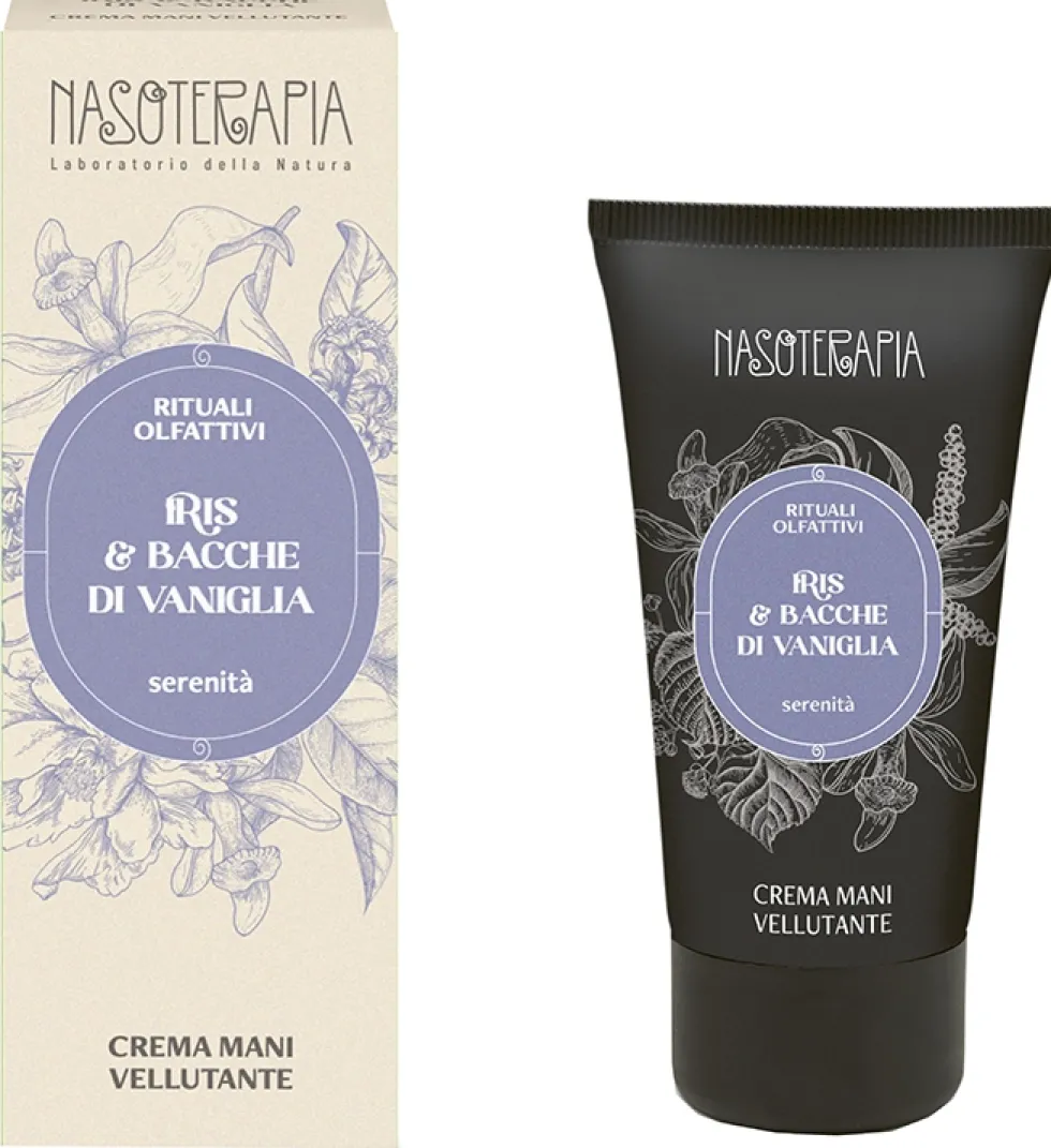 Nasoterapia Iris e Bacche di Vaniglia - Crema mani vellutante per la pelle secca, 50 ml