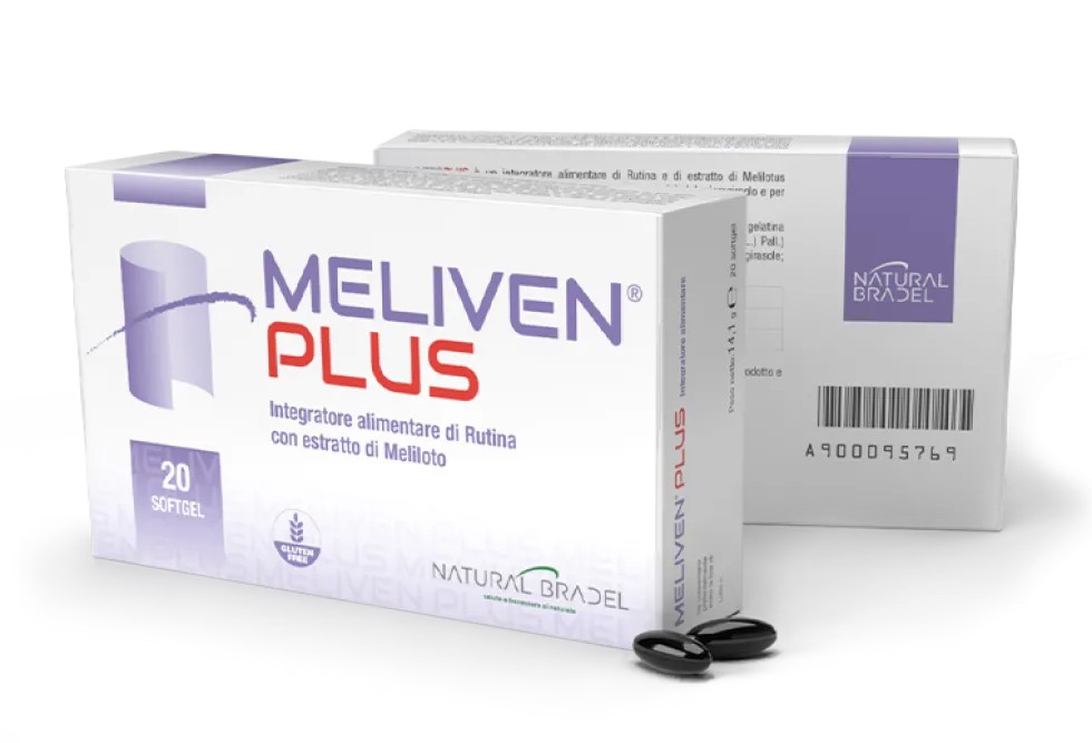Natural Bradel Meliven Plus - Integratore alimentare microcircolo e gambe pesanti, 20 capsule