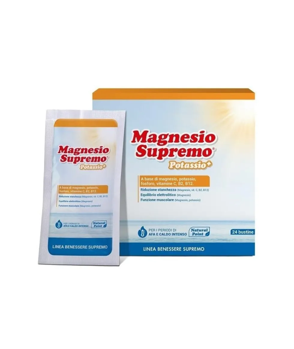 Natural Point Magnesio Supremo Potassio+ - Integratore contro l'affaticamento, 24 bustine