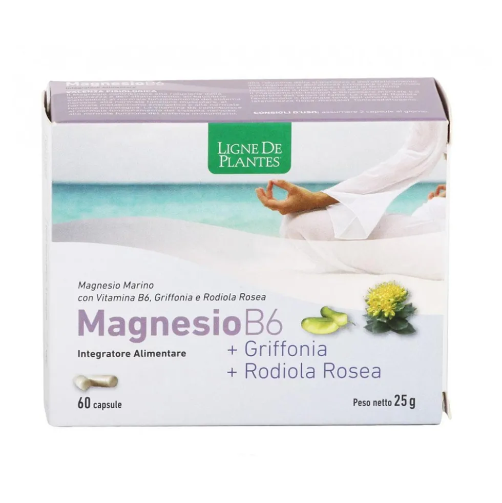 Natura Service Magnesio Marino - B6 + Griffonia + Rodiola Integratore, 60Capsule