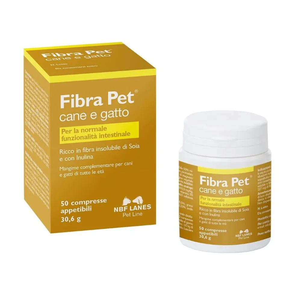 NBF Lanes Fibra Pet Mangime Complementare per Cani e Gatti, 50 Compresse