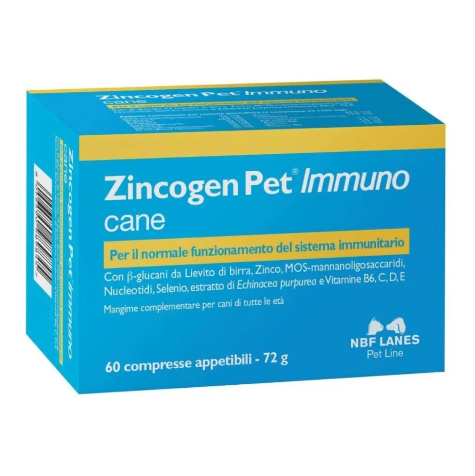 NBF Lanes Zincogen Pet Immuno Mangime Complementare per Cani, 60 Compresse