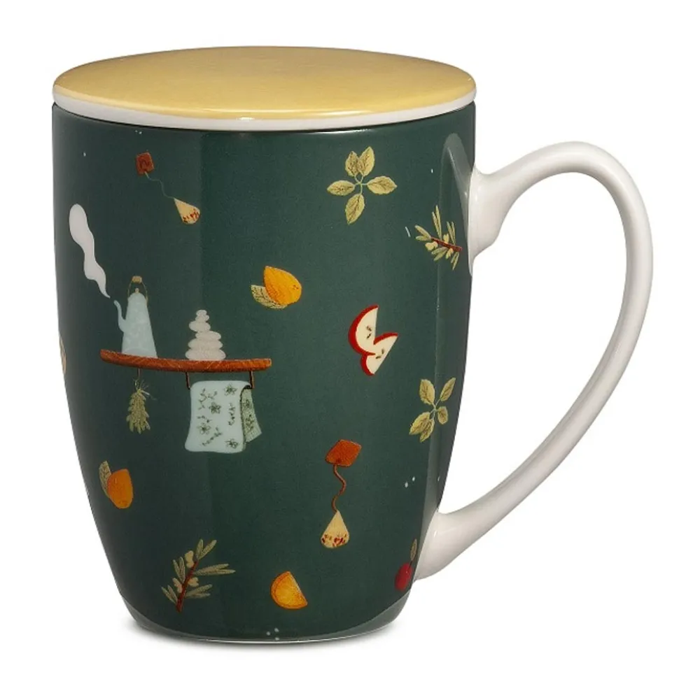 Neavita Coccole di tè - Infusiera verde in ceramica per tisane in foglie, 370 ml