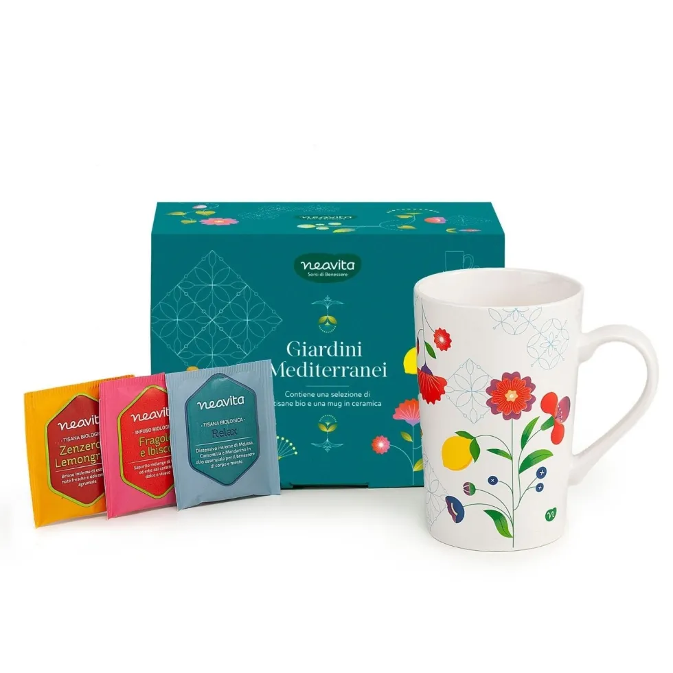 Neavita Giardini Mediterranei - Mug Tazza in ceramica + 9 tisane