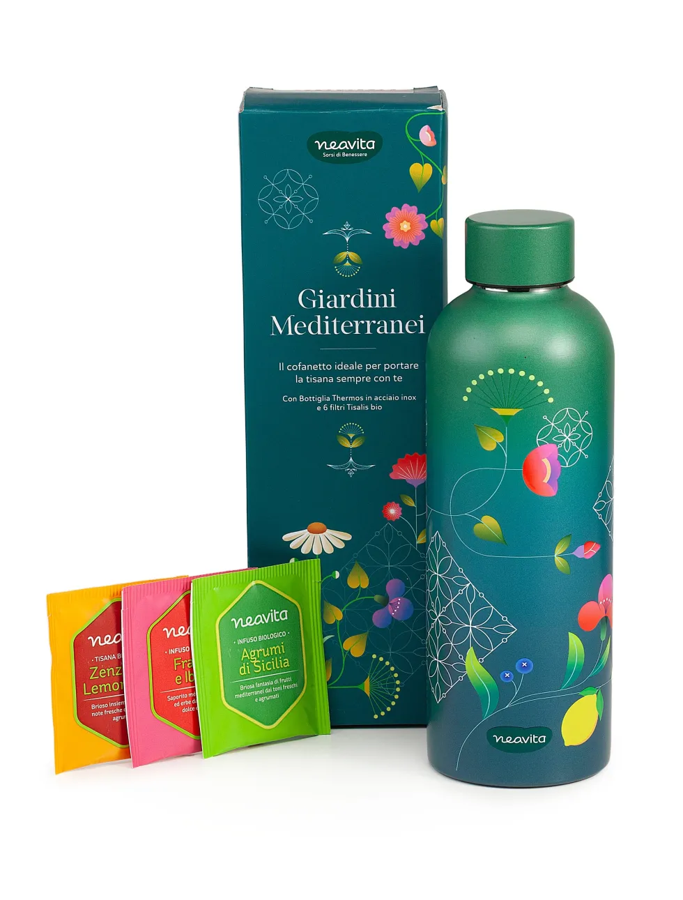 Neavita Giardini Mediterranei - Bottiglia Thermos 500ml + 6 tisane