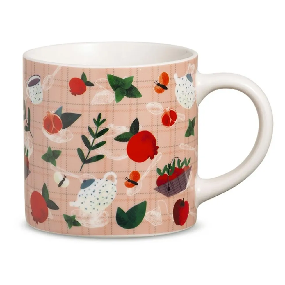 Neavita Happy Fruits - Tazza in ceramica rosa per le tisane e gli infusi, 1 pezzo da 400 ml