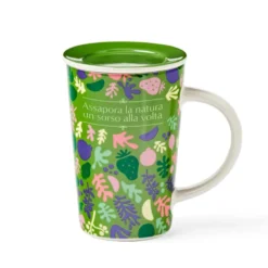 Neavita Infusiera verde Tea e Nature - Tazza infusiera in ceramica per tè e tisane, 360 ml