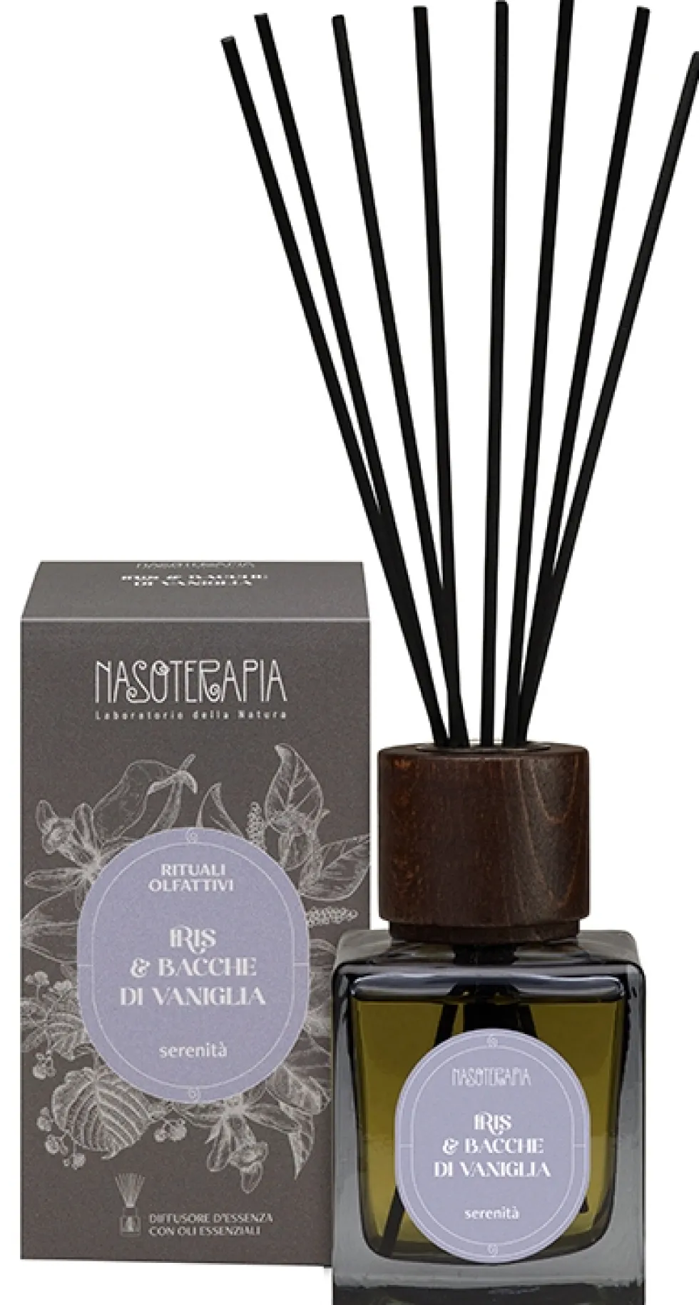 Neavita Nasoterapia iris e bacche di vaniglia - Diffusore a bastoncini per la serenità, 200 ml