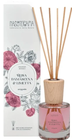 Neavita Rosa Damascena e Limetta - Diffusore d'essenza con bastoncini per ambienti, 100 ml
