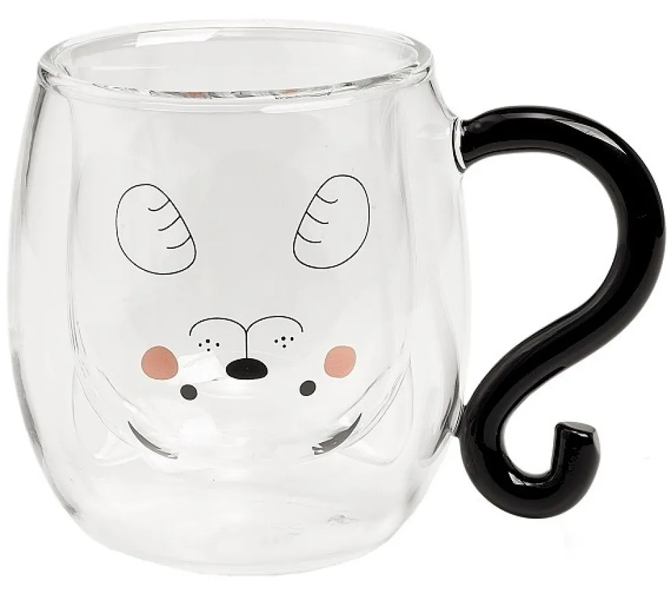 Neavita Tea & Friends cane - Tazza in vetro borosilicato a doppia parete per tisane, 250 ml