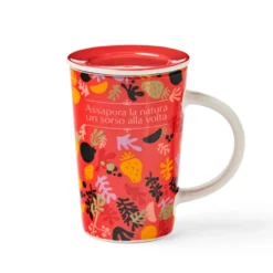 Neavita Tea & Nature infusiera rossa - Tazza infusiera in ceramica per tè e tisane, 360 ml