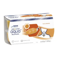 Nestlé Resource - Aqua+ Gelificata Facile da Deglutire Gusto Arancia, 4 x 125g