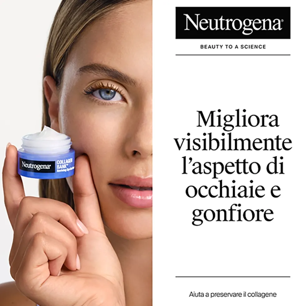 Neutrogena Collagen Bank Crema Gel Rivitalizzante Contorno Occhi Antiocchiaie con Tecnologia Micropeptidica e Niacinamide Anti-Età, 15ml