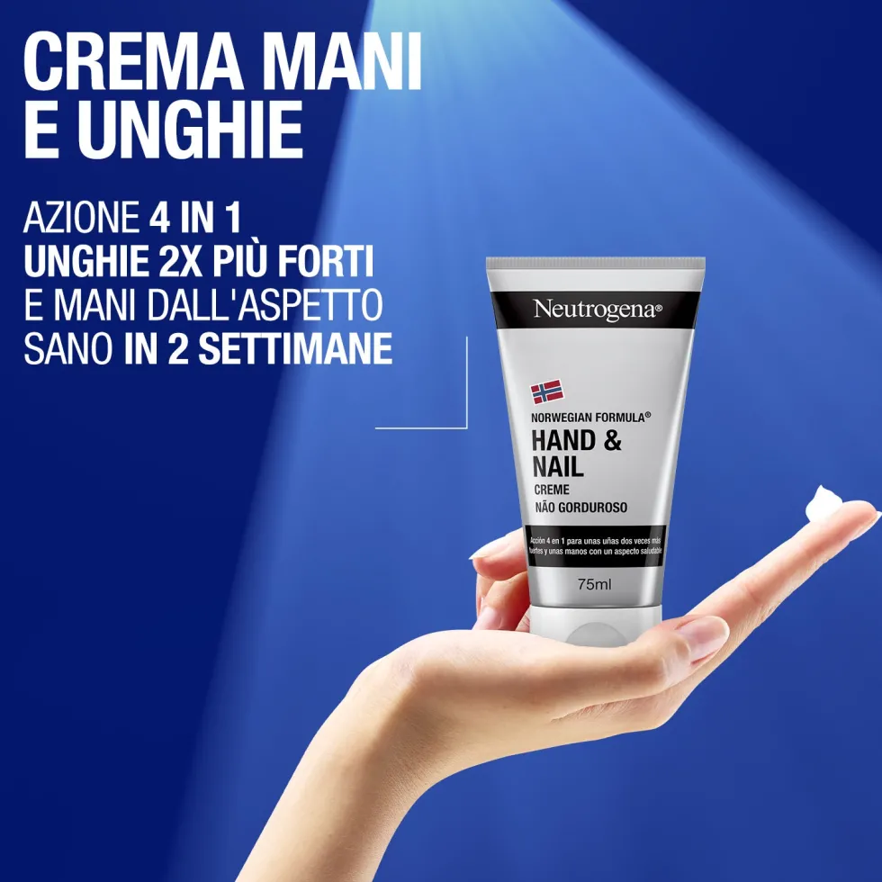 Neutrogena Formula Norvegese - Crema mani e unghie idratante per la pelle screpolata, tubo da 75 ml