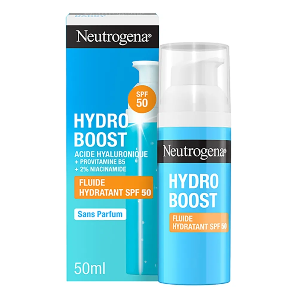 Neutrogena Hydro Boost Fluido Idratante SPF 50 - Fluido solare per l'idratazione del viso, 50 ml