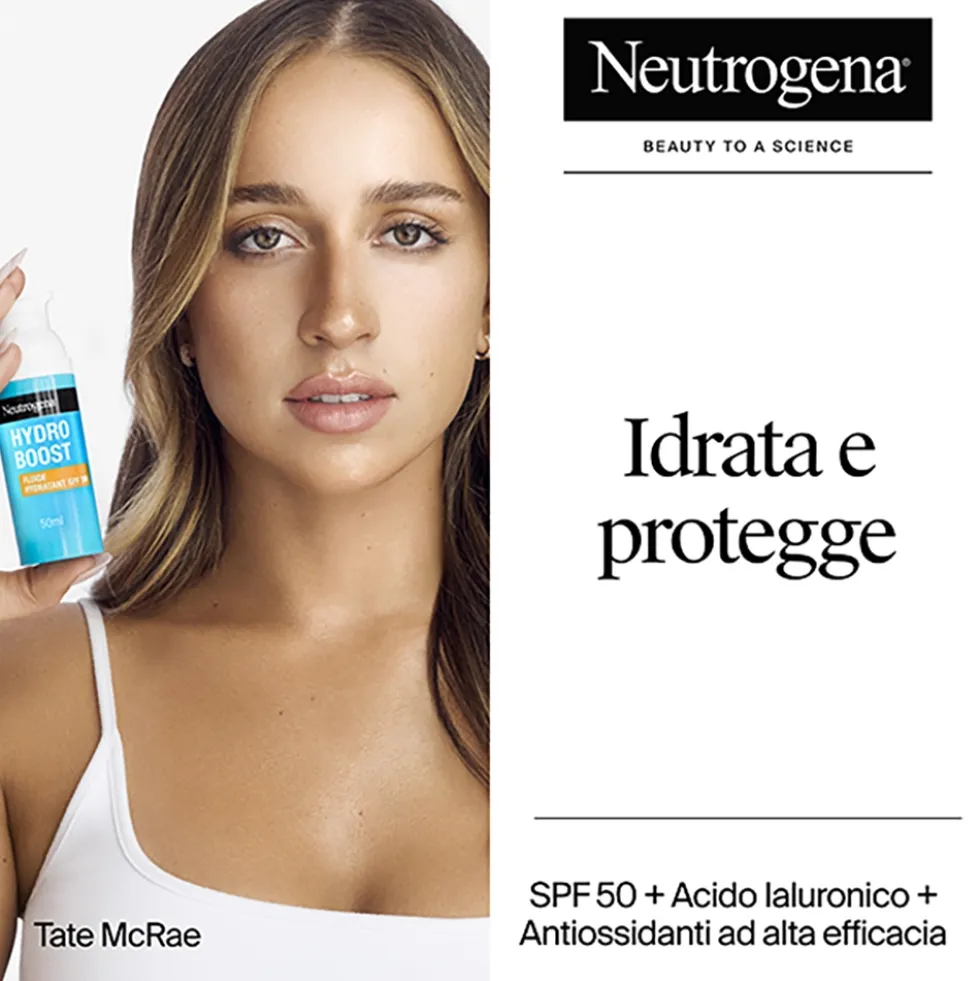 Neutrogena Hydro Boost Fluido Idratante SPF 50 - Fluido solare per l'idratazione del viso, 50 ml