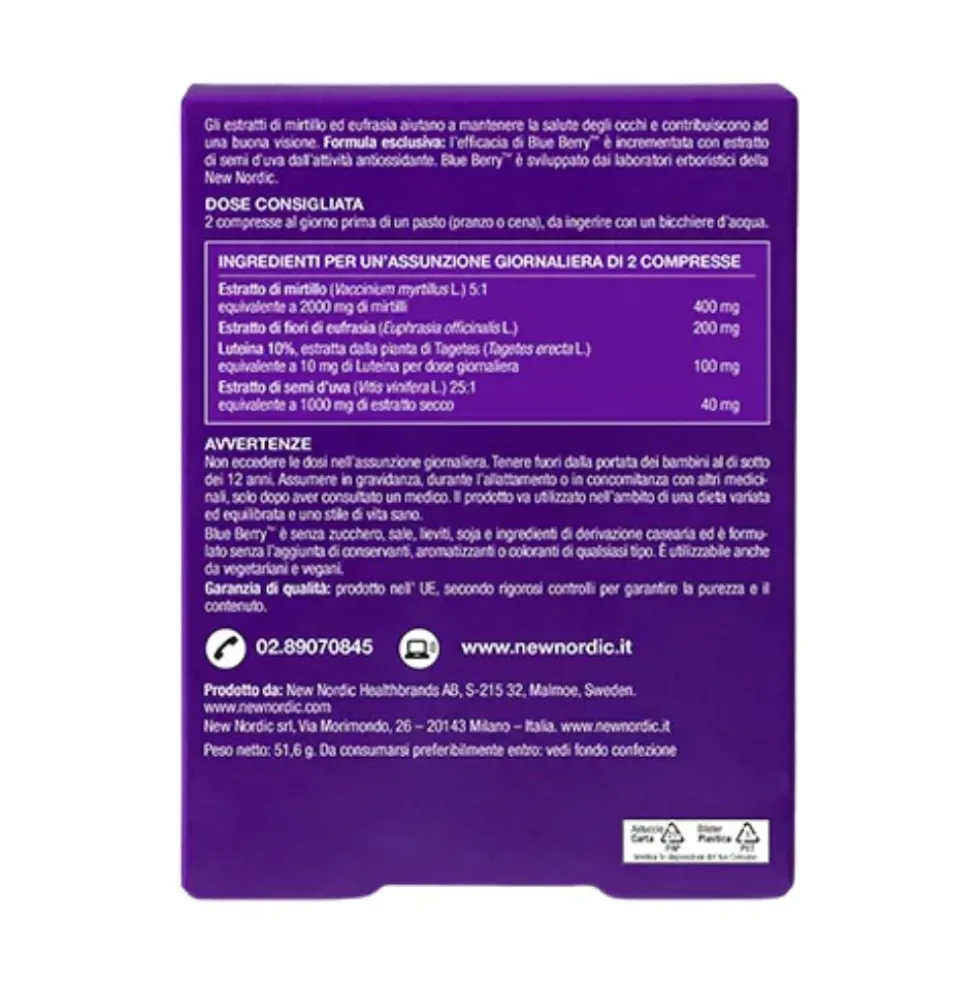 New Nordic Blue Berry Integratore Benessere Vista, 60 Compresse