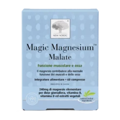 New Nordic Magic Magnesium Malate - Integratore per la stanchezza e i muscoli, 60 compresse