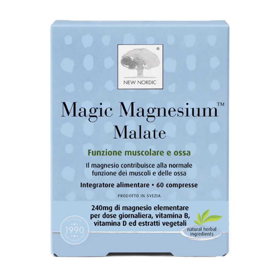 New Nordic Magic Magnesium Malate - Integratore per la stanchezza e i muscoli, 60 compresse