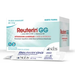 Noos Reuterin - GG Integratore Alimentare di Probiotici gusto Panna, 10 Stick