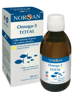 Norsan Omega-3 Total - Integratore di olio di pesce al limone per il colesterolo, 200 ml