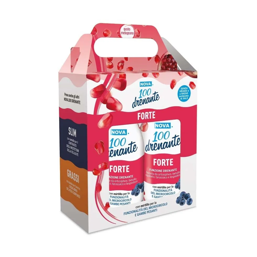 Nova Argentia Nova.100 Drenante Forte - Integratore per il drenaggio dei liquidi, 2 x 300 ml