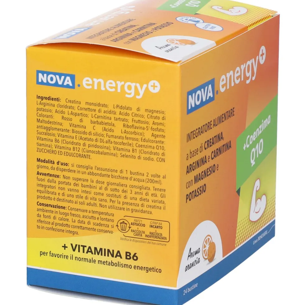 Nova Argentia Nova Energy+ - Integratore alimentare per il supporto energetico, 24 bustine