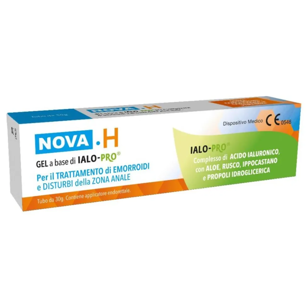 Nova Argentia Nova H - Gel lenitivo per il trattamento delle emorroidi con applicatore, 30 g
