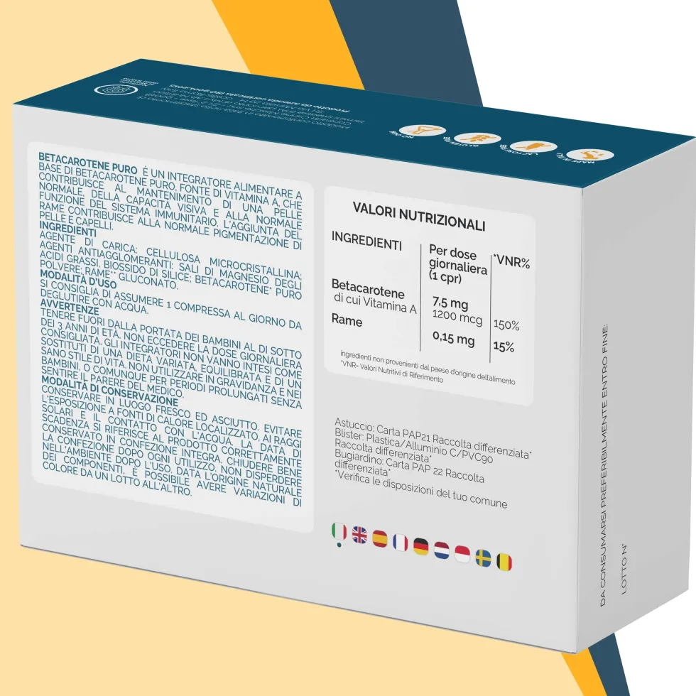 Nutracle Betacarotene 100mg Integratore Pelle Vista e Difese, 160 Compresse
