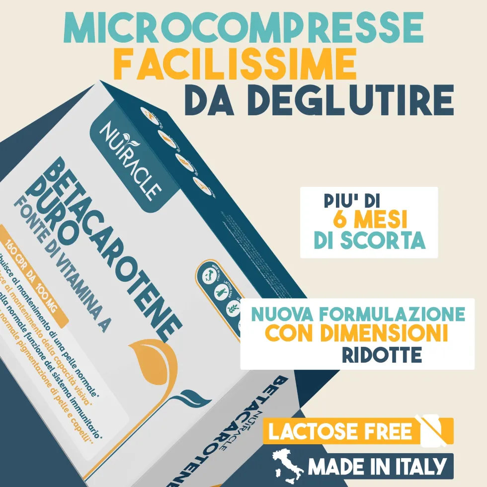 Nutracle Betacarotene 100mg Integratore Pelle Vista e Difese, 160 Compresse