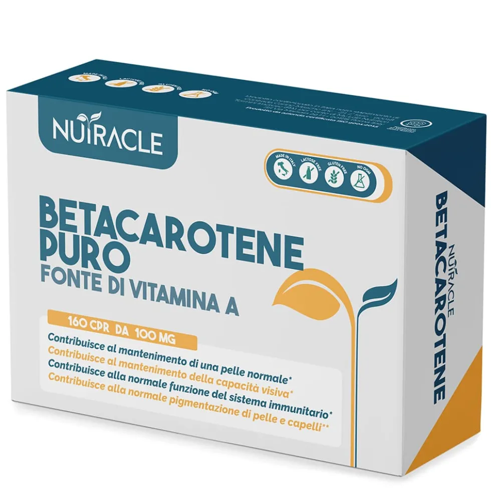 Nutracle Betacarotene 100mg Integratore Pelle Vista e Difese, 160 Compresse