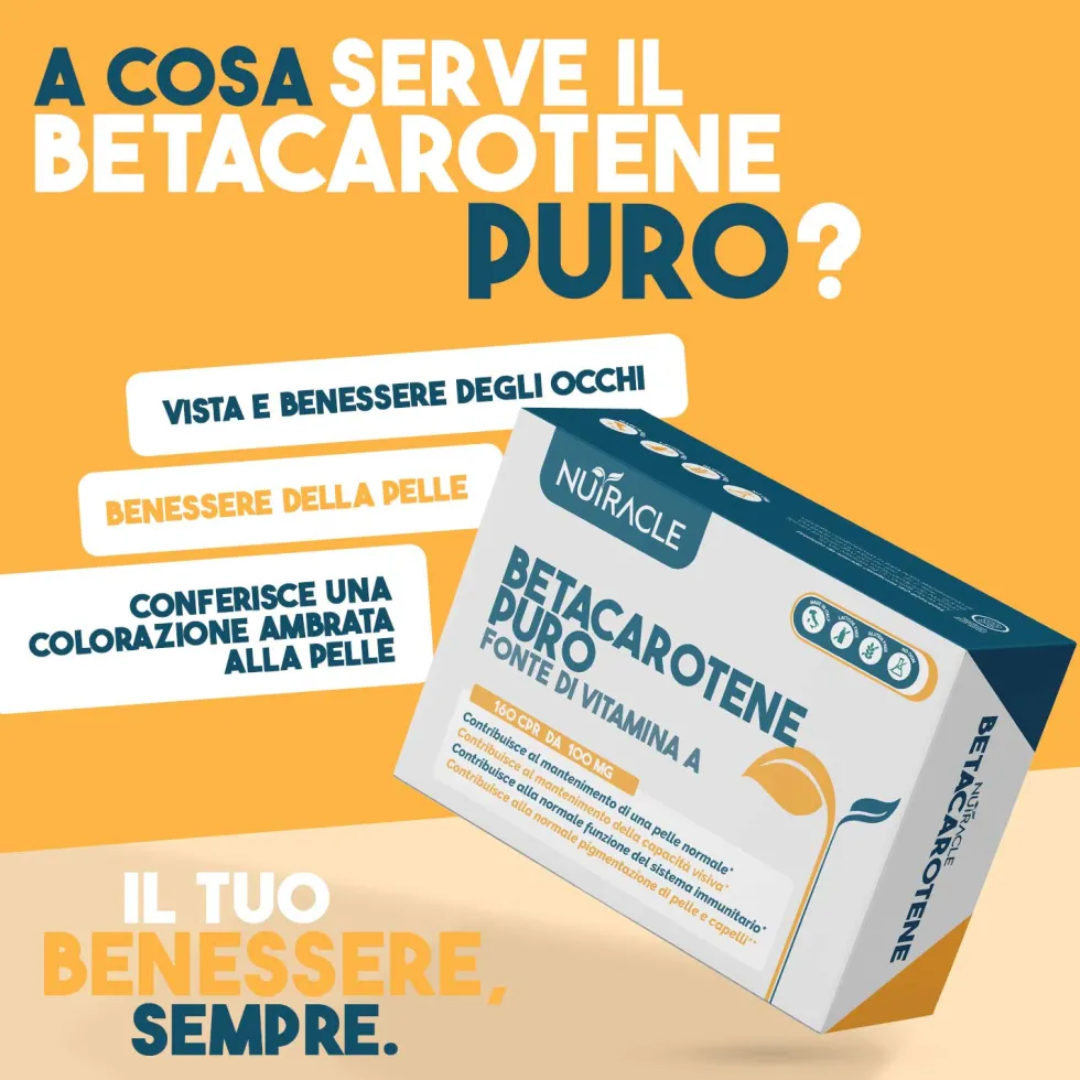Nutracle Betacarotene 100mg Integratore Pelle Vista e Difese, 160 Compresse
