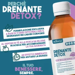 Nutracle Drenante Detox Integratore Drenaggio e Microcircolo Gusto Tè alla Pesca, 200ml