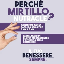 Nutracle Mirtillo Nero 600mg Integratore Microcircolo Drenaggio e Vie Urinarie, 60 Compresse