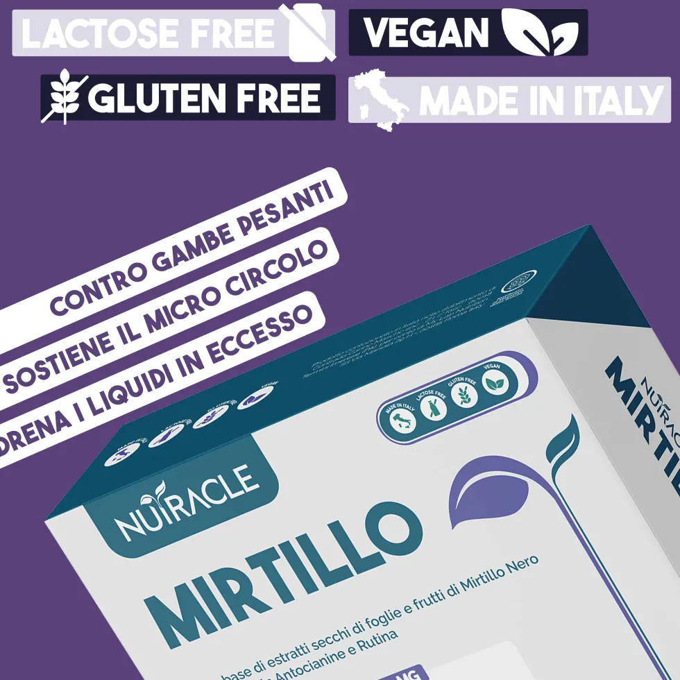 Nutracle Mirtillo Nero 600mg Integratore Microcircolo Drenaggio e Vie Urinarie, 60 Compresse