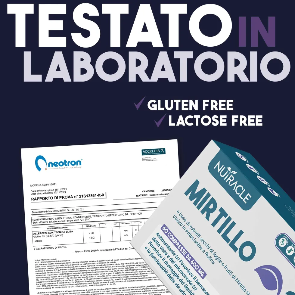 Nutracle Mirtillo Nero 600mg Integratore Microcircolo Drenaggio e Vie Urinarie, 60 Compresse