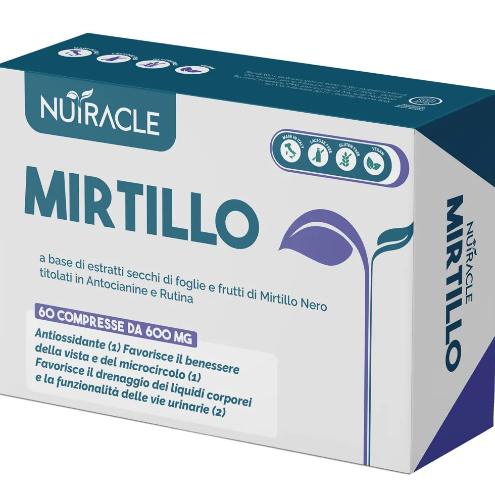 Nutracle Mirtillo Nero 600mg Integratore Microcircolo Drenaggio e Vie Urinarie, 60 Compresse