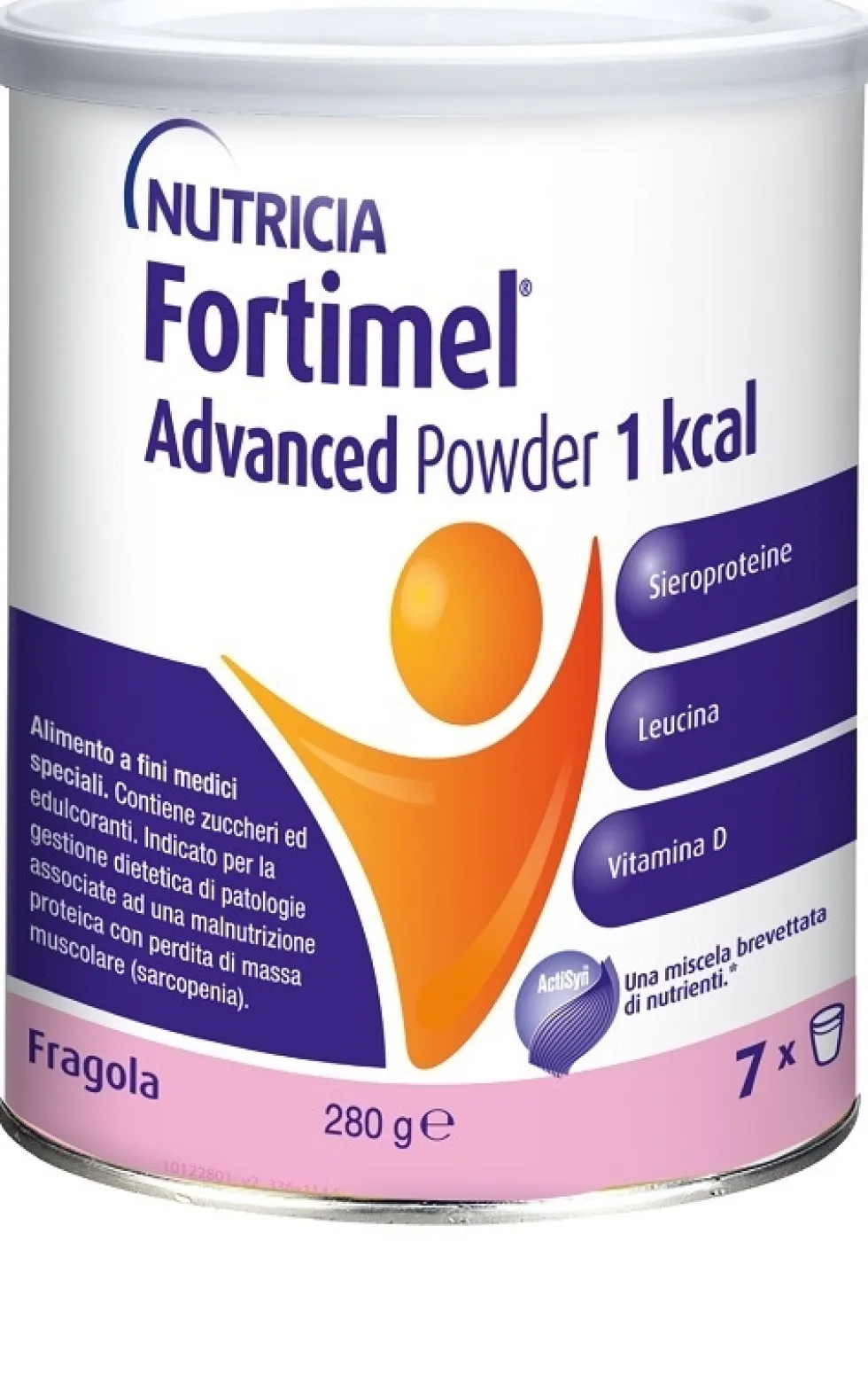 Nutricia Fortimel Advanced Powder Supplemento Nutrizionale in Polvere a base di Sieroproteine Gusto Fragola, 280g