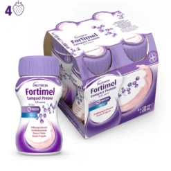 Nutricia Fortimel Compact Protein Supplemento Nutrizionale Iperproteico Ipercalorico Gusto Fragola, 4x125ml