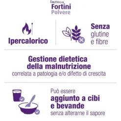 Nutricia Fortini Alimento a Fini Medici Speciali Ipercalorico in Polvere Gusto Neutro, 400g