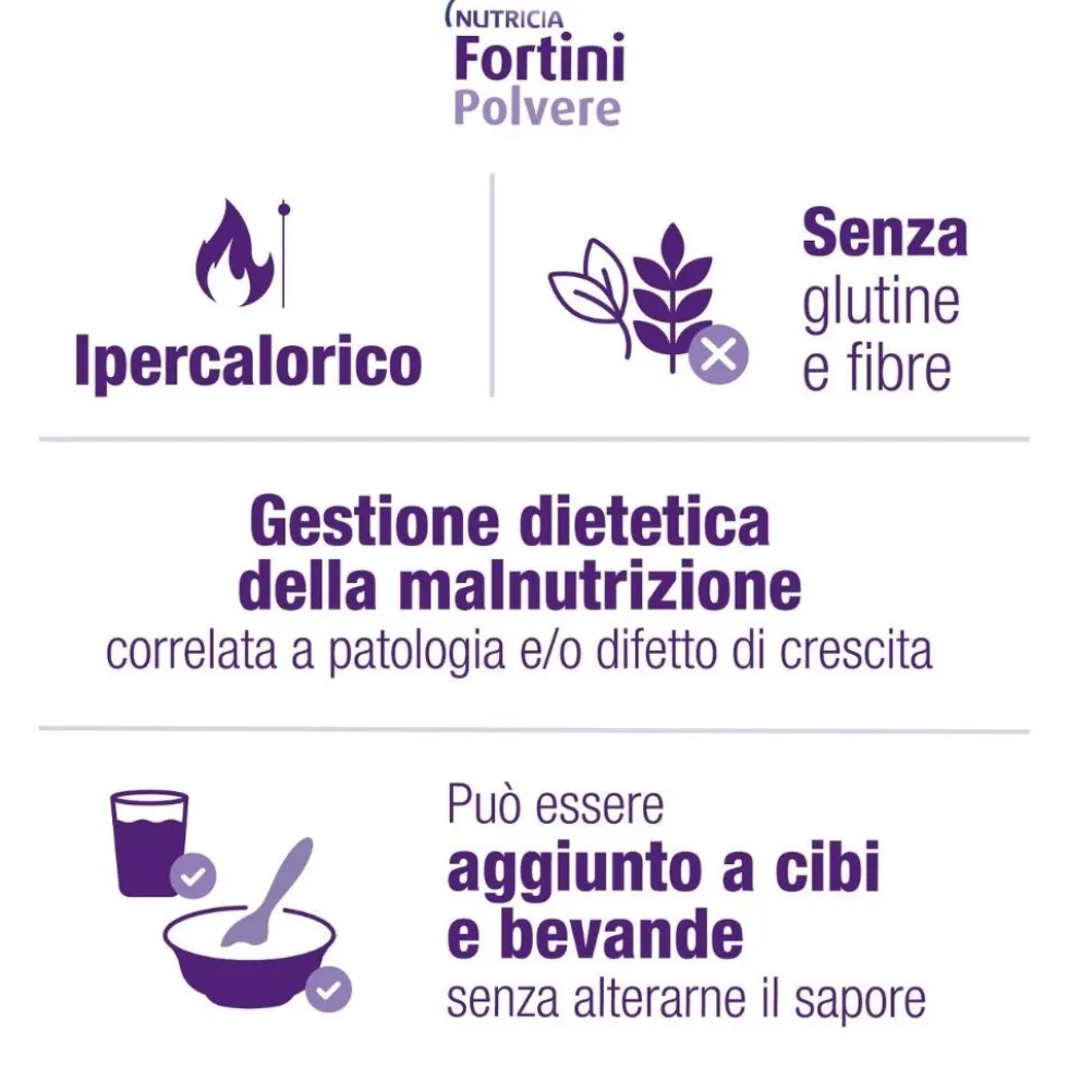 Nutricia Fortini Alimento a Fini Medici Speciali Ipercalorico in Polvere Gusto Neutro, 400g