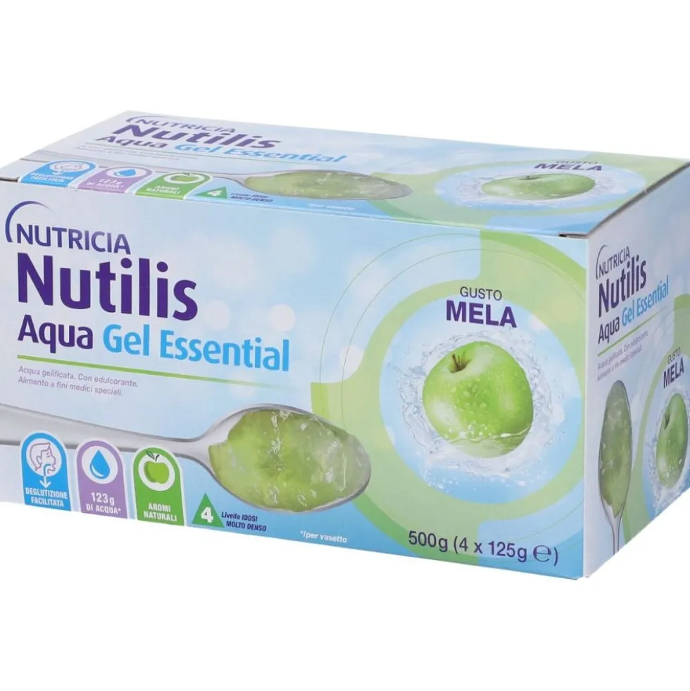 Nutricia Nutilis - Aqua Gel Essential Acqua Gelificata Alimento a Fini Medici Speciali Gusto Mela, 4x125ml